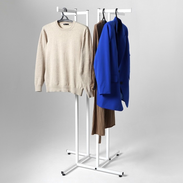 Вешала четырёхстороннее, напольное, регулируемая с четырьмя прямыми кронштейнами 86×86×120-180 см, цвет белый Вешала четырёхстороннее, напольное, регулируемая с четырьмя прямыми кронштейнами 86×86×120-180 см, цвет белый