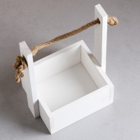 Кашпо деревянное 15×12×25 см "Ажур", прямоугольное, ручка верёвка, белый Дарим Красиво Кашпо деревянное 15×12×25 см "Ажур", прямоугольное, ручка верёвка, белый Дарим Красиво