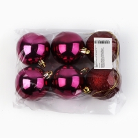 Новогодние шары ёлочные, на Новый год, d=6 см., 6 шт., цвет винный Новогодние шары ёлочные, на Новый год, d=6 см., 6 шт., цвет винный