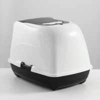 Туалет-домик для кошек закрытый с дверцей 50*38*37 см, черно-белый Туалет-домик для кошек закрытый с дверцей 50*38*37 см, черно-белый