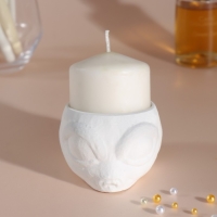 Подсвечник "Пришелец" высота 5 см, d-6 см белый