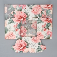 Коробка для капкейков, кондитерская упаковка двухсторонняя, 4 ячейки &laquo;Пионы&raquo; 16 х 16 х 10 см