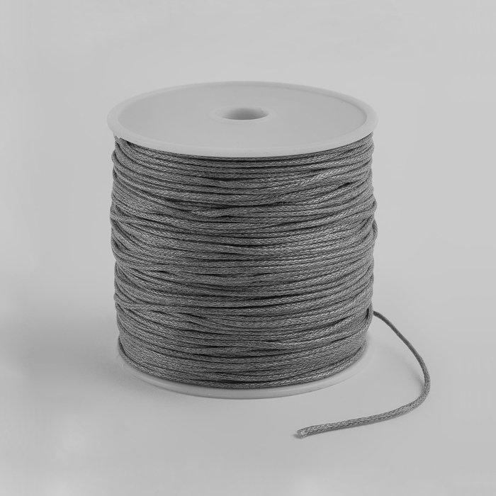Шнур вощеный из полиэстера d=1 мм, L=65-70 м, цвет серый