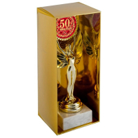 Кубок наградная фигура Ника с вкладышем &laquo;С Юбилеем 50&raquo;, пластик, подставка камень, золото, 18 х 7 см