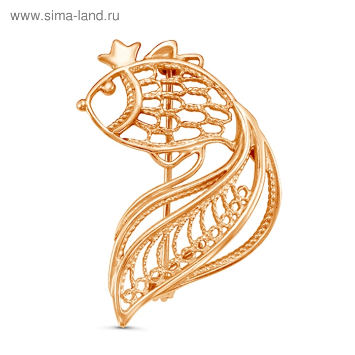 Брошь &laquo;Тропикана&raquo; золотая рыбка, позолота