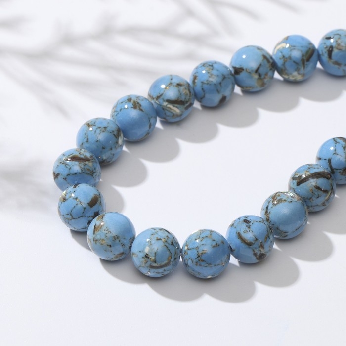 Бусины на нити шар №10 &laquo;Варисцит&raquo; (38 бусин), цвет голубой