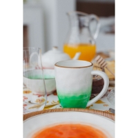 Кружка фарфоровая Доляна &laquo;Космос&raquo;, 400 мл, цвет зелёный