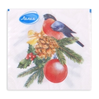 Новогодние салфетки бумажные Лилия &laquo;Снегирь&raquo;, 2 слоя, 33х33 см, 20 шт