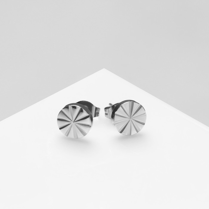 Серьги &laquo;Пусеты&raquo; стальные, линии, цвет серебро