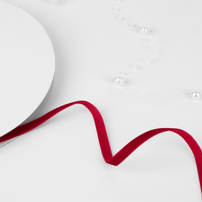 Лента бархатная, 6 мм, 18 &plusmn; 1 м, цвет красный №40
