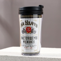 Новогодний подарочный набор косметики &laquo;На удачу&raquo;, гель для душа во флаконе виски 250 мл и термостакан 250 мл, Новый Год