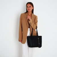 Сумка женская тоут на молнии, цвет чёрный Сумка женская тоут на молнии, цвет чёрный