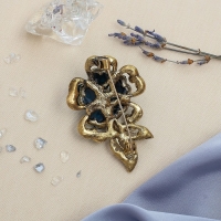 Брошь &laquo;Цветок желаний&raquo;, цвет морской в чернёном золоте