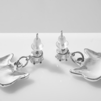 Серьги эмаль &laquo;Котики&raquo; мультяшные, цвет розово-белый в серебре