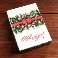 Новый год. Коробка сборная крышка-дно без окна, "Шишки", 21 х 15 х 5,7 см