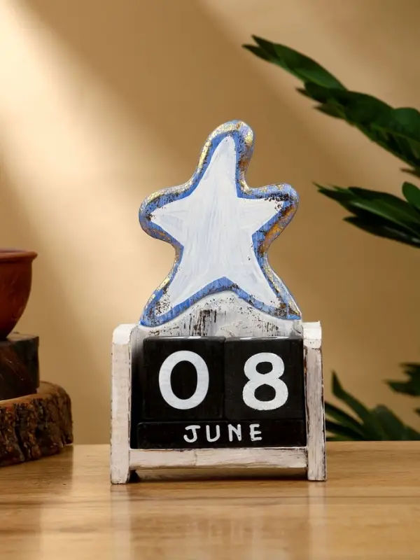 Календарь настольный &laquo;Морская звезда&raquo;, 10.5&times;5.5&times;18 см, дерево, золотисто-синий