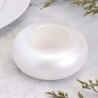 Подсвечник "Полноторие" из гипса малый,9х2,5см,белый парламутр