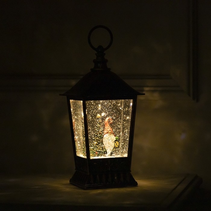 Светодиодная фигура «Фонарь с гномом» 12 × 24 × 12 см, пластик, батарейки ААх3 (не в комплекте), USB, свечение тёплое белое Светодиодная фигура «Фонарь с гномом» 12 × 24 × 12 см, пластик, батарейки ААх3 (не в комплекте), USB, свечение тёплое белое