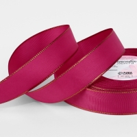 Лента репсовая 25мм*25&plusmn;1ярд(23м&plusmn;1м) золотые нити №028 ярко-розовый АУ