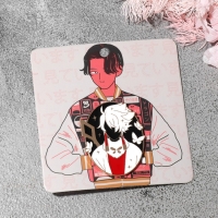 Значок &laquo;Япония&raquo; человек и бабочки, цветной в золоте