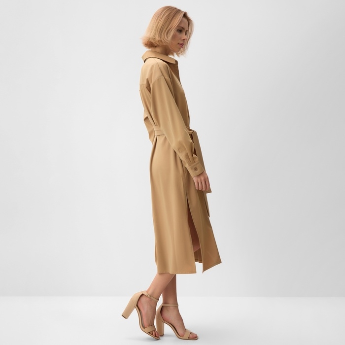 Платье женское MINAKU: Casual collection, цвет бежевый, размер 46