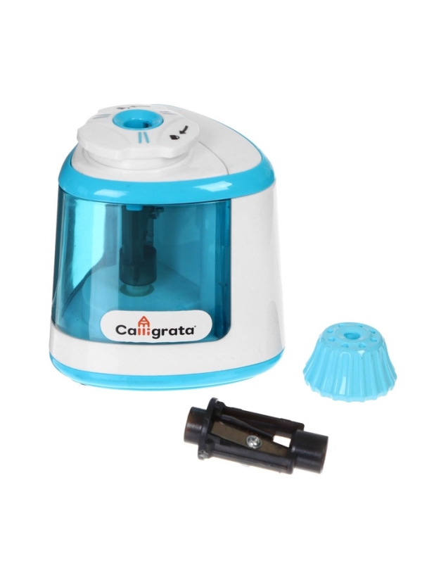 Точилка электрическая с контейнером (работает от двух пальчиковых батареек), МИКС