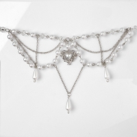 Колье с жемчугом «Сердце» ажурные капли, цвет белый в серебре Колье с жемчугом «Сердце» ажурные капли, цвет белый в серебре