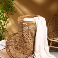 Корзина плетёная "Баскет" бамбук 40х40х60 см, светлая