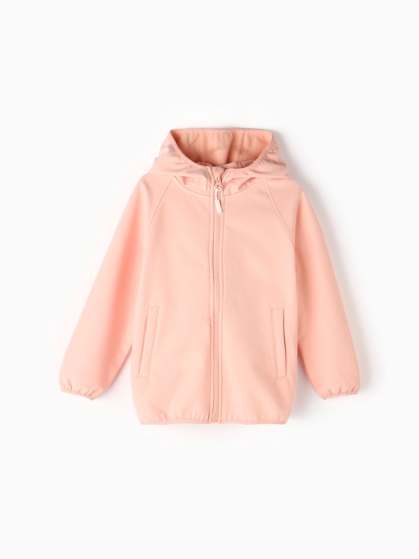 Ветровка демисезонная для девочек MINAKU из Softshell на флисе, непромокаемая, персиковый, рост 92 см