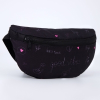 Сумка на пояс Good vibes, 32х8х15 см, отд на молнии, чёрная Сумка на пояс Good vibes, 32х8х15 см, отд на молнии, чёрная