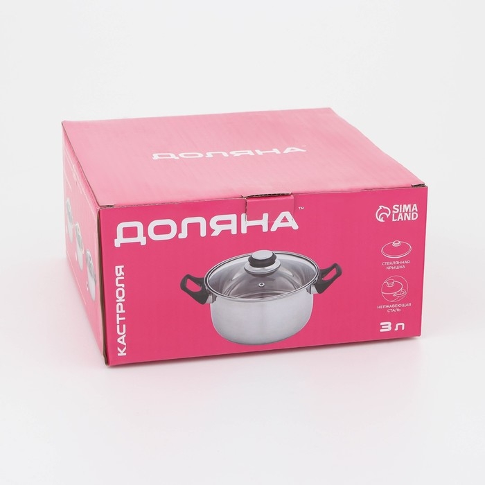 Кастрюля из нержавеющей стали Доляна «Чёрная ночь», 3 л, с крышкой Кастрюля из нержавеющей стали Доляна «Чёрная ночь», 3 л, с крышкой