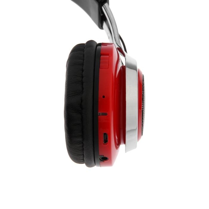 Наушники Luazon RX-1, беспроводные, накладные, BT 4.2, 250 мАч, LED, FM, microSD, красные