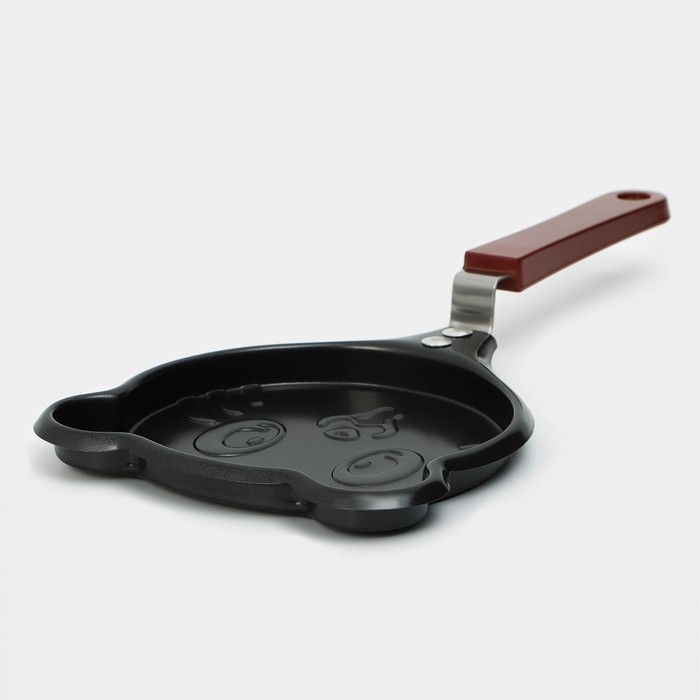 Сковорода Доляна &laquo;Котик&raquo;, d=14 см, пластиковая ручка, антипригарное покрытие, цвет чёрный