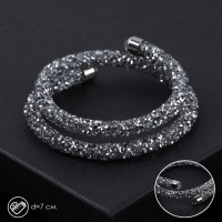 Браслет-пружинка &laquo;Шанталь&raquo; 2 ряда, цвет серебро, d=7 см