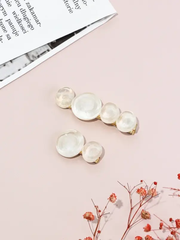 Зажим для волос "Адель" (набор 2 шт) 6,5 и 4 см, белый