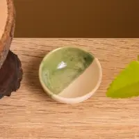 Соусник, 4&times;4&times;2 см, керамика, бежево-зелёный