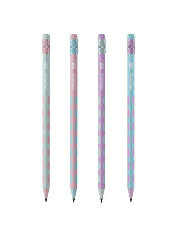 Карандаш чернографитный Berlingo Haze HB, заточенный, трехгранный, с ластиком, МИКС