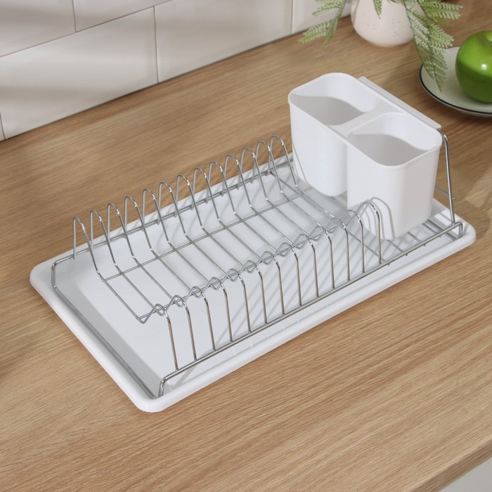 Сушилка для посуды с поддоном Доляна, 38,5&times;21,5&times;12,5 см, цвет МИКС