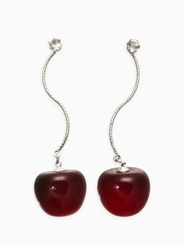 Серьги "Черешня", цвет бордовый в серебре
