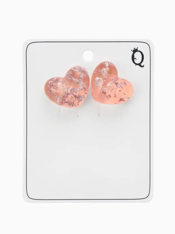 Серьги "Сердце блестка", цвет розовый с паталью серебро