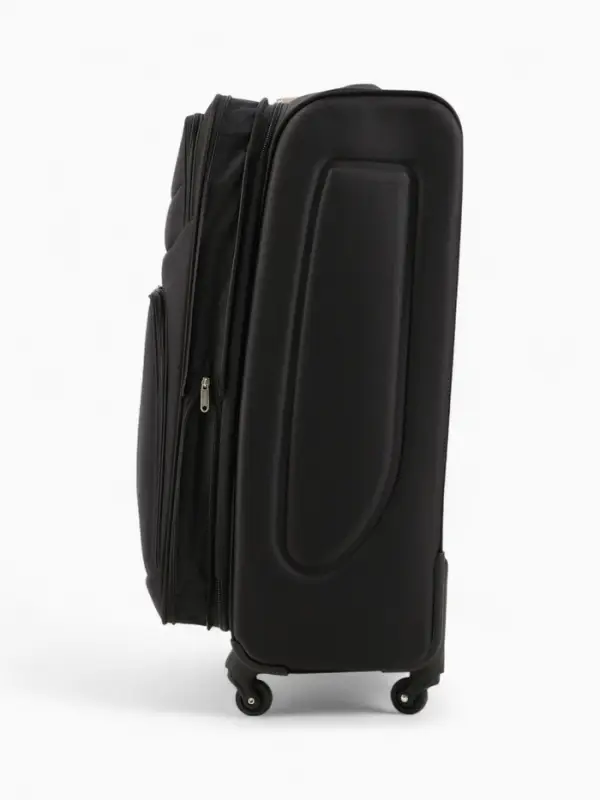 Чемодан 28", Текст, 47*29*77, отд на молнии, 2 нар/карм, увелич, код замок, 4 колеса, черный   10872