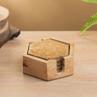 Подставка под горячее (набор 4 шт) "Пряник" дерево манго 15х13х5 см