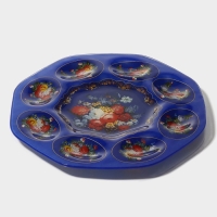 Подставка стеклянная для яиц 8 ячеек Доляна &laquo;Русские мотивы&raquo;, d=21 см