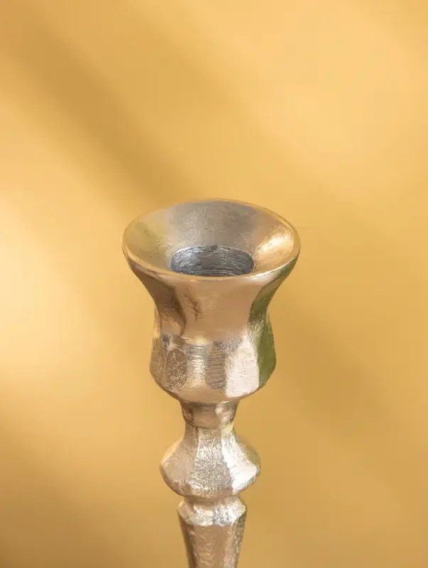 Подсвечник "Грани" алюминий 25 см, цв. серебро