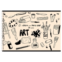 Альбом для рисования А4, 24 листа на гребне, Mono-art, блок офсет 100 г/м&sup2;, МИКС