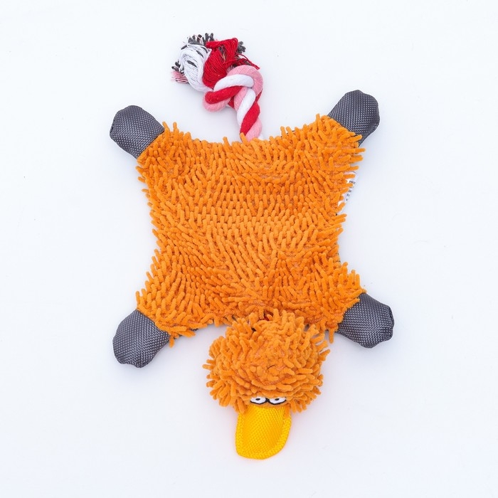 Игрушка текстильная Игрушка текстильная "Косматая утка" , 32 х 19 см, оранжевая