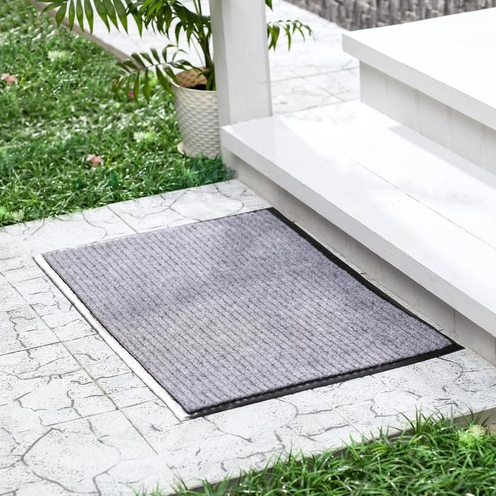 Коврик придверный влаговпитывающий, ребристый, &laquo;Стандарт&raquo;, 40&times;60 см, серый