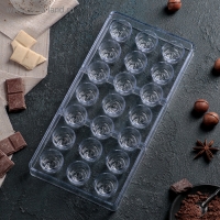 Форма для конфет и шоколада KONFINETTA &laquo;Роза&raquo;, 27,5&times;13,5&times;3 см, 21 ячейка, цвет прозрачный