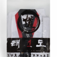 Добок (кимоно) для Тхэквондо, белый, черно-красный ворот, детский, размер 120