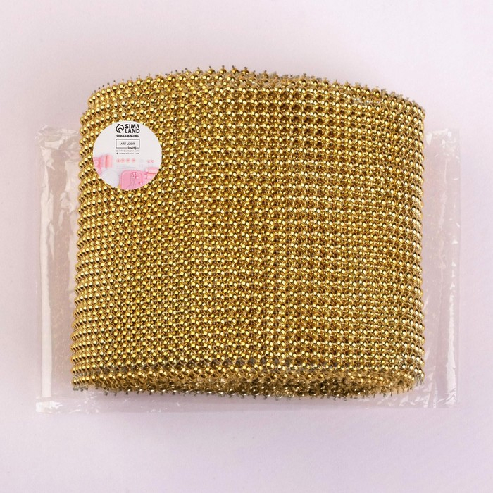 Лента с имитацией выпуклых страз, 11,5 см, 9 &plusmn; 1 м, цвет золотой